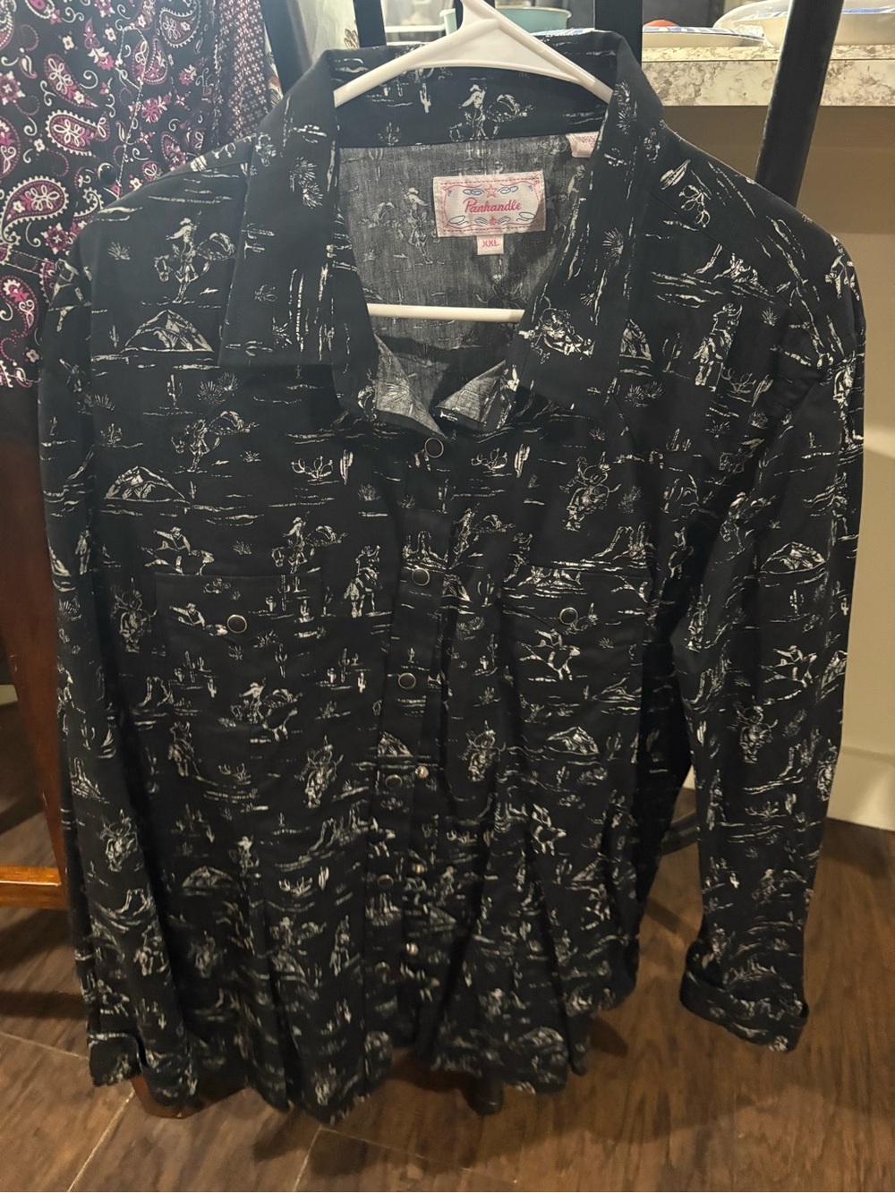 Black Printed Women’s Button-Up Shirt
